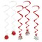 Beistle Club Pack of 30 Red and White Rose Day of the Dead Whirl Hanging Decorations 36"